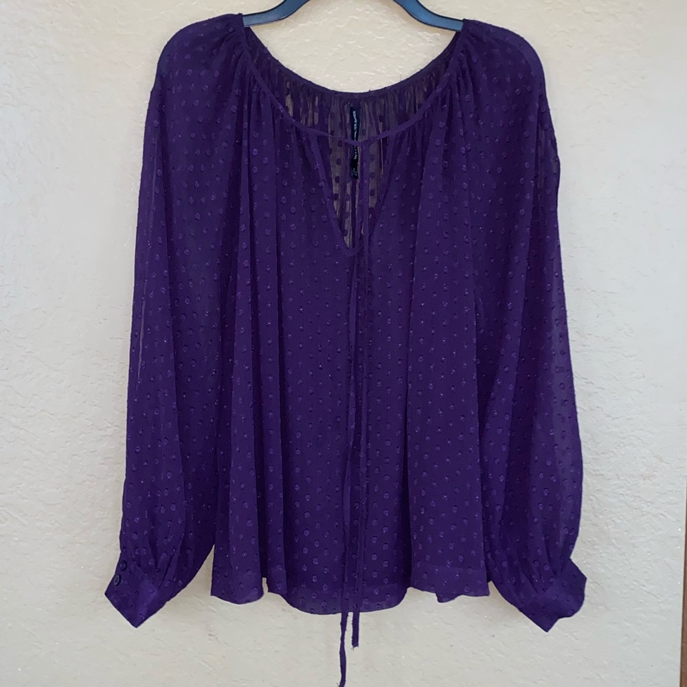 💚 Sheer purple dotted blouse